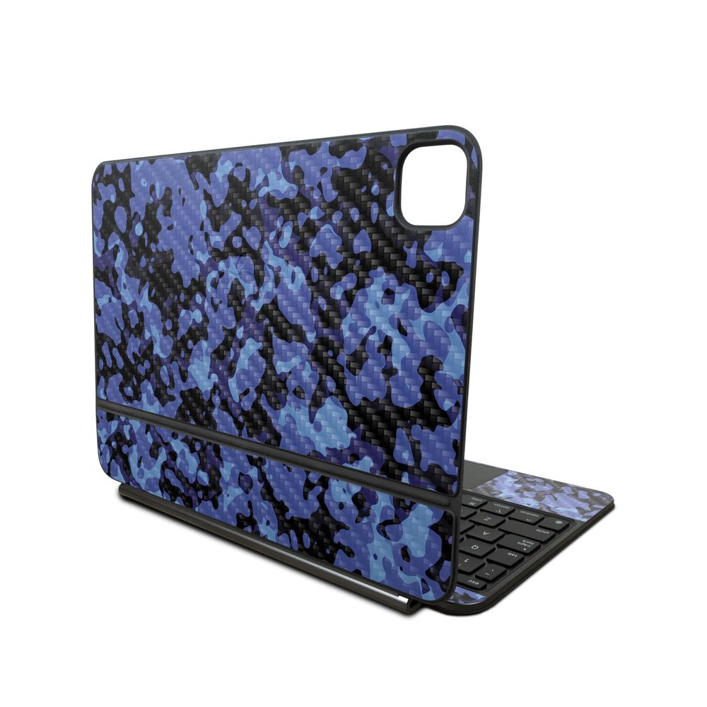 Carbon Fiber Skin Compatible with Apple Magic Keyboard for iPad Pro 11inch (M4) 2024 - Blue Modern Camo - Premium 3M Vinyl Protective Decal Cover - Easy to Apply | Crafted in The USA by MightySkins