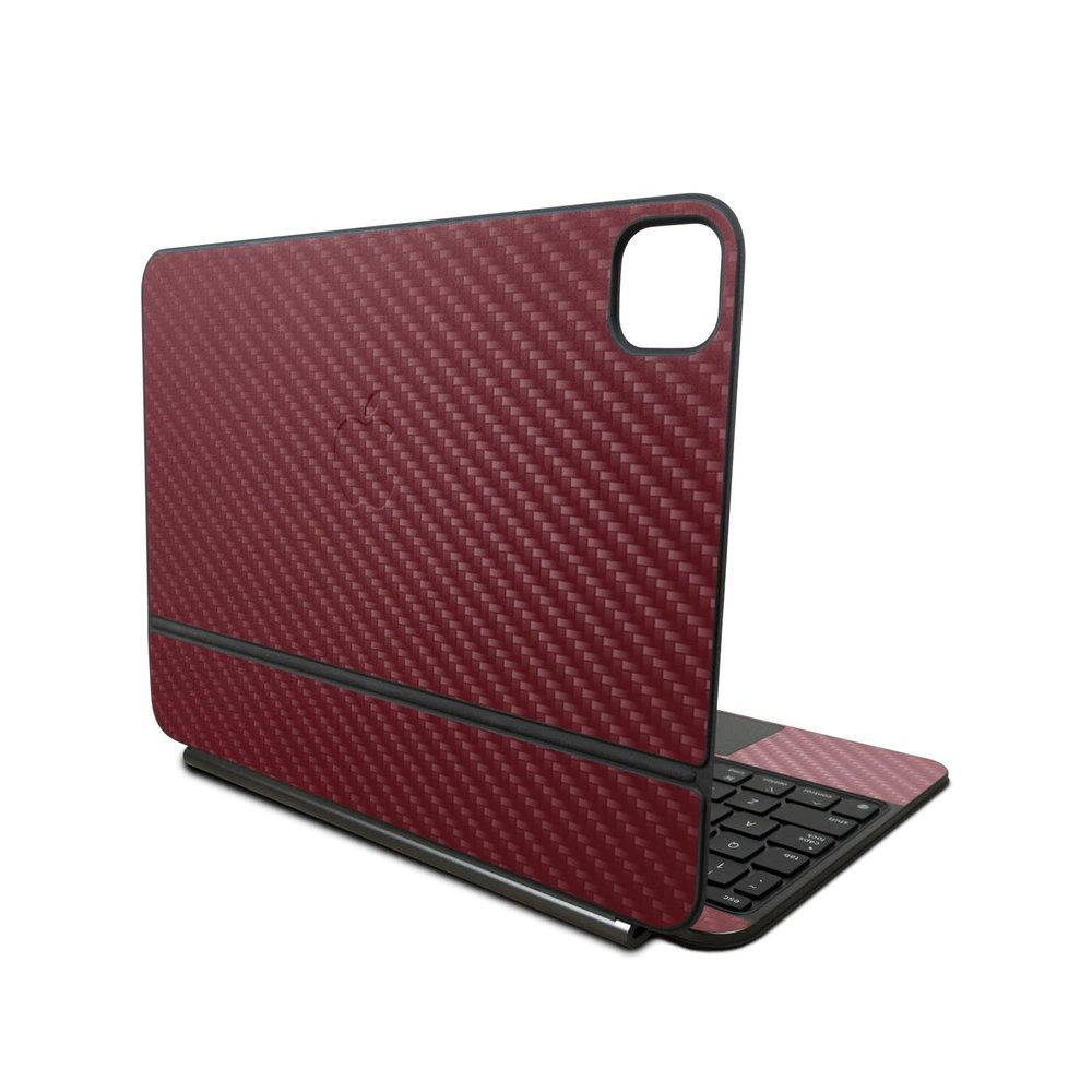 Carbon Fiber Skin Compatible with Apple Magic Keyboard for iPad Pro 11inch (M4) 2024 - Solid Burgundy - Premium 3M Vinyl Protective Decal Cover - Easy to Apply | Crafted in The USA by MightySkins