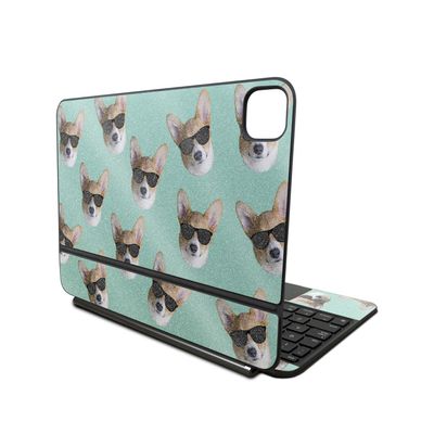Glossy Glitter Skin Compatible with Apple Magic Keyboard for iPad Pro 11inch (M4) 2024 - Cool Corgi - Premium 3M Vinyl Protective Wrap Decal Cover - Easy to Apply | Crafted in The USA by MightySkins