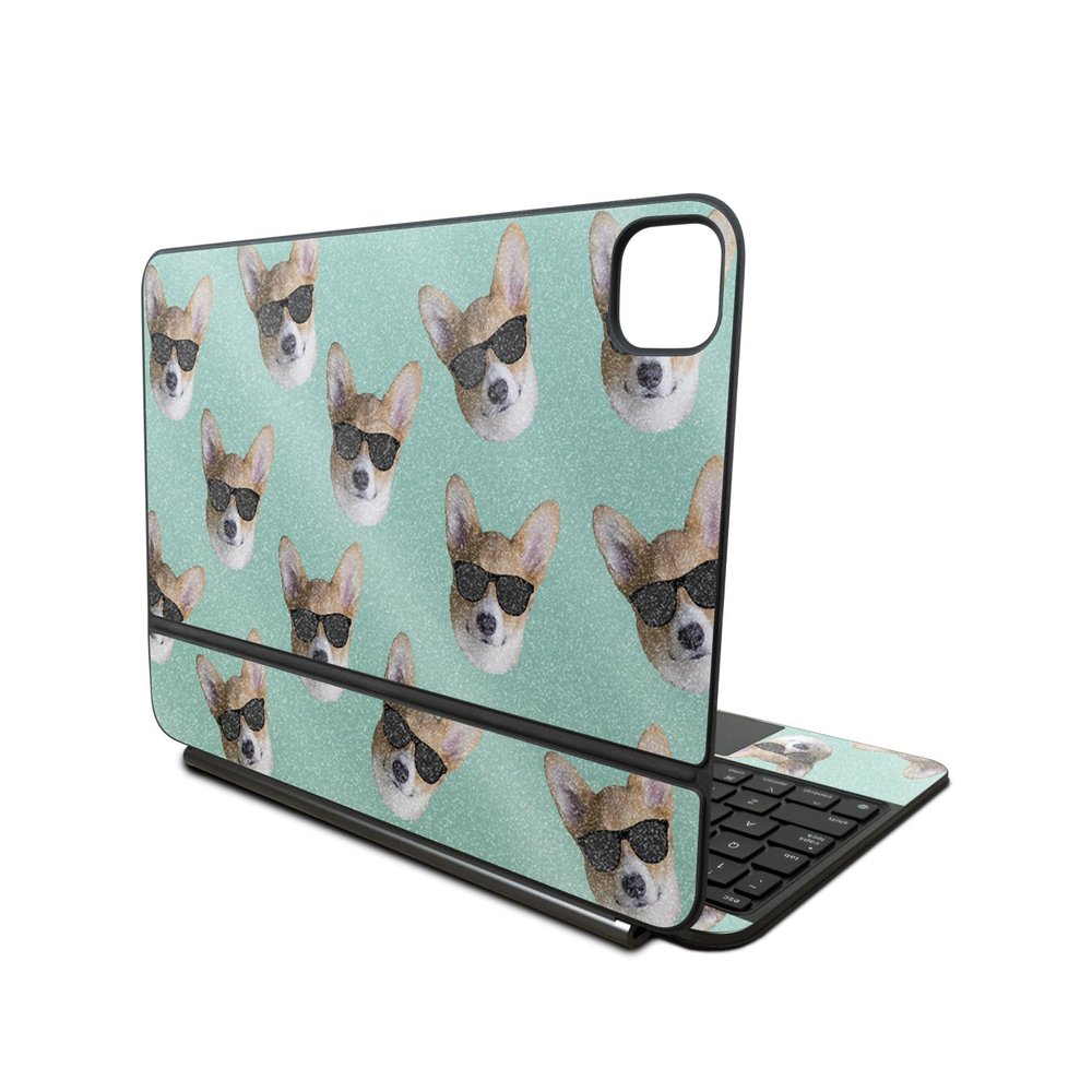 Glossy Glitter Skin Compatible with Apple Magic Keyboard for iPad Pro 11inch (M4) 2024 - Cool Corgi - Premium 3M Vinyl Protective Wrap Decal Cover - Easy to Apply | Crafted in The USA by MightySkins