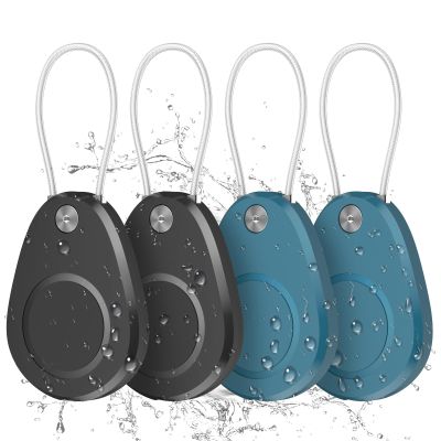 Waterproof AirTag Keychain Holder - Airtag Lock Case with Wire Cable Compatible with Apple AirTags, Durable Anti-Lost Protective Case with Keyring for Luggage, Backpack (Black/Dark Blue (4 Pack))