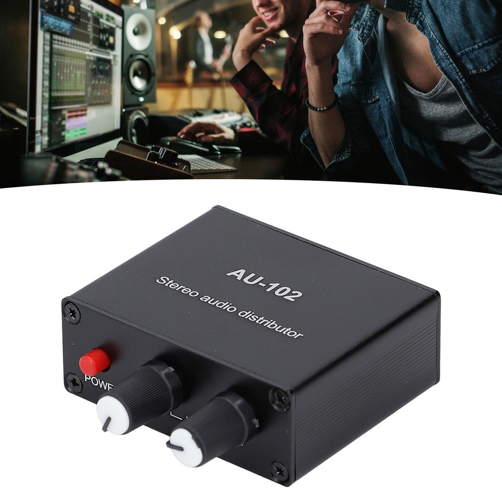 2 Way Active Sound Distributor Mini Amp 3.5mm Interface, Independent Volume Control with NJM4556A Chip for Clear Sound