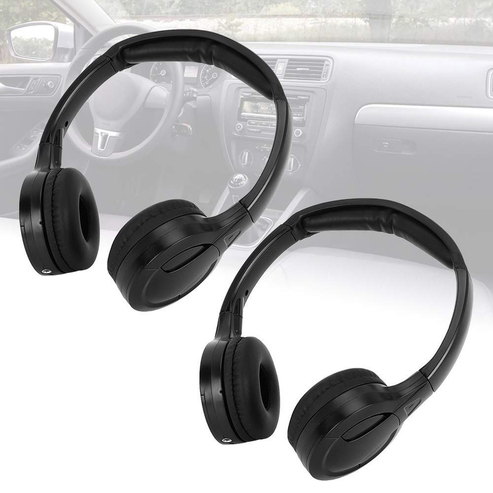 EIMSOAH Infrared Earphone, 2 Channel Cordless Infrared IR Stereo Audio Headphone, Foldable Cordless Infrared Earphone, for Car Headrest DVD