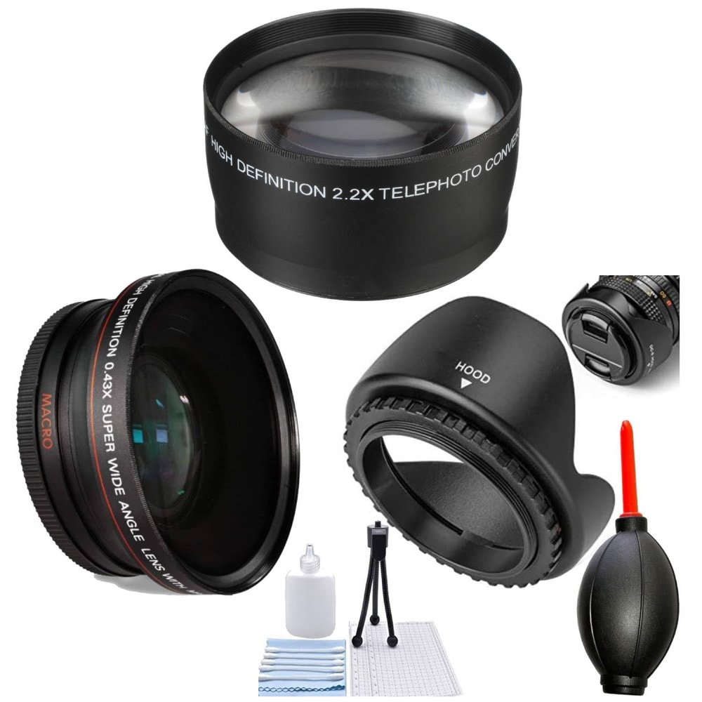 46MM Wide Angle Lens with Macro + 2.2X Telephoto Lens+ Lens Hood, for Sigma 19mm f/2.8 DN Lens, Sigma 30mm f/2.8 DN Lens