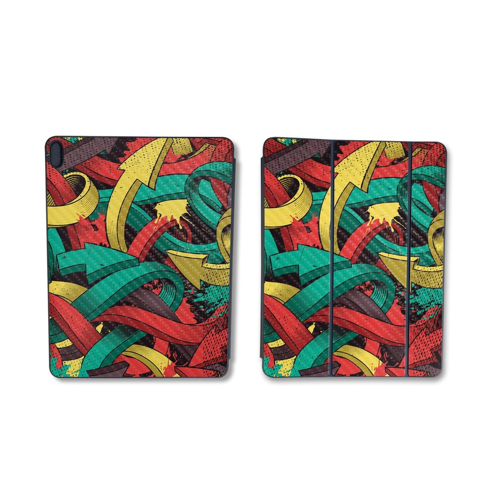 Carbon Fiber Skin Compatible with Apple Smart Folio for iPad Pro 11-inch (M2) 2024 - Triadic Arrows - Premium 3M Vinyl Protective Wrap Decal Cover - Easy to Apply | Crafted in The USA by MightySkins