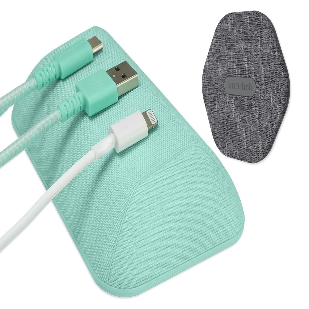 Smartish Bigger Cable Wrangler + MagSafe Mountaineer Wall Mount Bundle - Stick on Adhesive Phone Holder with Extra Strength Magnet for Apple MagSafe Accessories - Teal me More