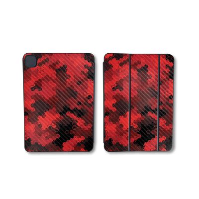 Carbon Fiber Skin Compatible with Apple Smart Folio for iPad Pro 11-inch (M4/M5) 2025 - Red Hexa Camo - Premium 3M Vinyl Protective Wrap Decal Cover | Crafted in The USA by MightySkins