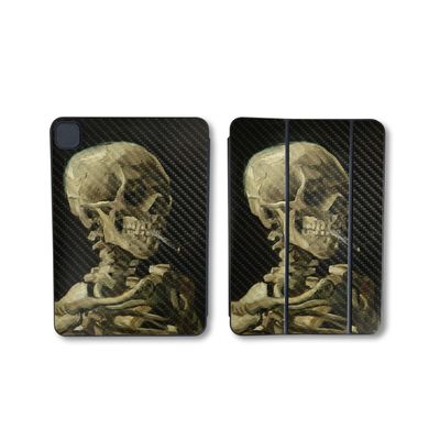 Carbon Fiber Skin Compatible with Apple Smart Folio for iPad Pro 11-inch (M4/M5) 2025 - Skull with Cigarette - 3M Vinyl Protective Decal Cover | Crafted in The USA by MightySkins
