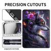 Amazon Fire 7 Tablet Case (12th Gen, 2022) - Slim PU Leather Folding Stand with Auto Sleep/Wake Feature, Black Purple Wolf view 2