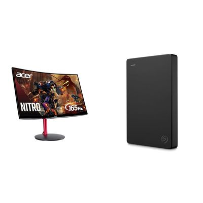 Acer 27" 1500R Curved 165Hz Gaming Monitor and 1TB Seagate Portable External Hard Drive Bundle