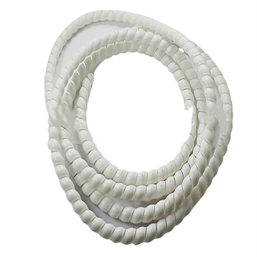 ELLANA Spiral Protector 2 Meter Pipe Wire Protective Sleeve 8mm 10mm 12mm 14mm 16mm Spiral Wrap Sleeving Tube Flame Retardant Cable Sleeves Band Winding Wraps Cable(White,10mm Inside Diameter)