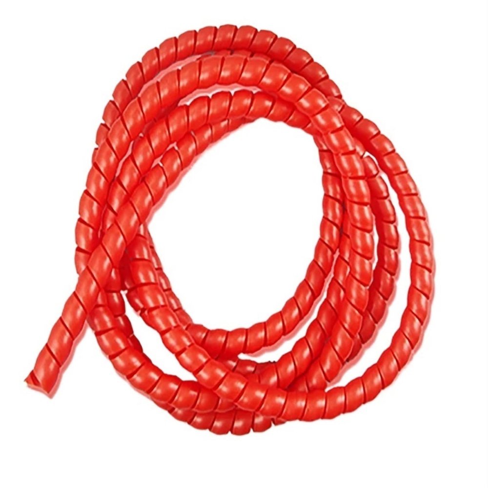 Spiral Protector 2 Meter Pipe Wire Protective Sleeve 8mm 10mm 12mm 14mm 16mm Spiral Wrap Sleeving Tube Flame Retardant Cable Sleeves Band Winding Wraps Cable(Red,16mm Inside Diameter)