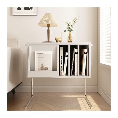 CD Record Storage Rack Simple European solid wood storage cabinet suspended side cabinet record cabinet pine bookcase storage rack simple bedside table living room side table Record Stand(D)