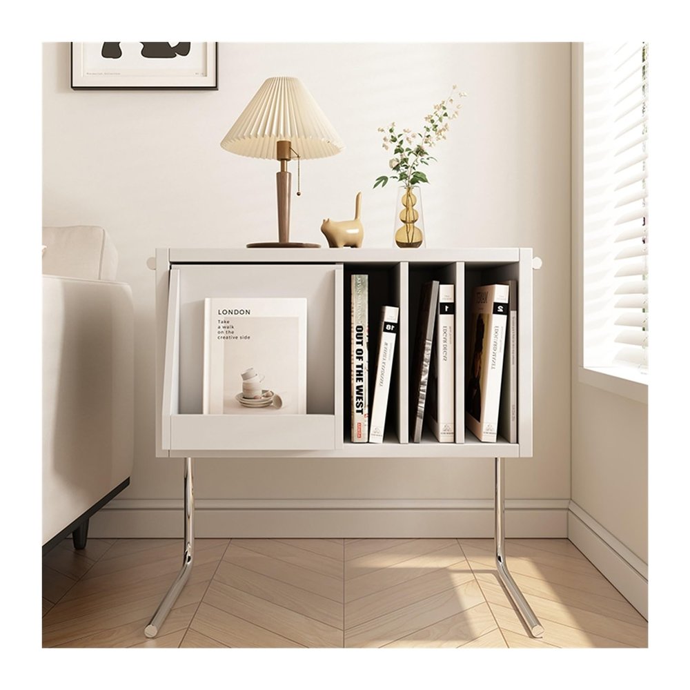 CD Record Storage Rack Simple European solid wood storage cabinet suspended side cabinet record cabinet pine bookcase storage rack simple bedside table living room side table Record Stand(D)