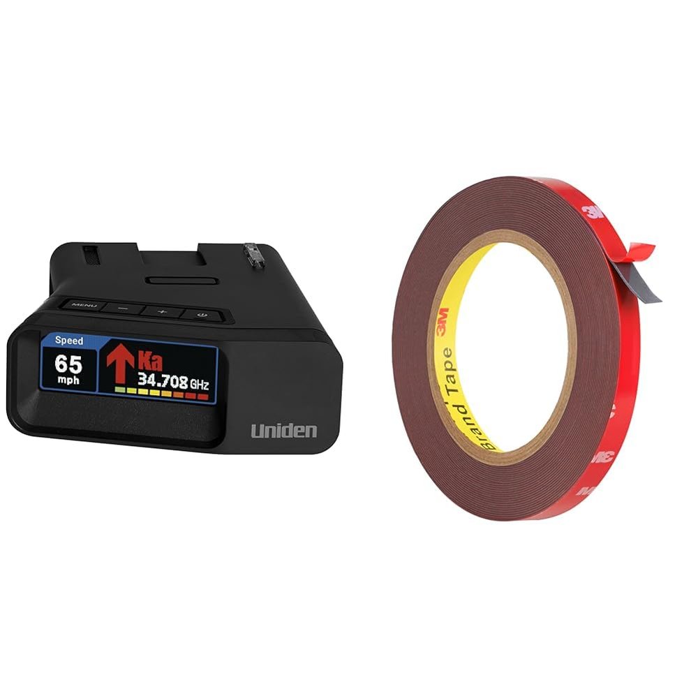 Uniden R7 Radar Detector Bundle with 33ft Double Sided Heavy Duty Waterproof Mounting Tape for LED Strip Lights Automotive Home Office Decor Outdoor