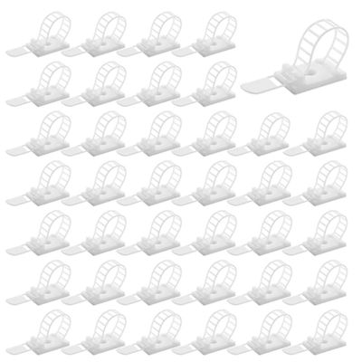 100PCS Adjustable Self-Adhesive Cable Management Clip Nylon Cable Straps Cable Ties Cord Clamp Wire Management ACT-17(CL-2) White