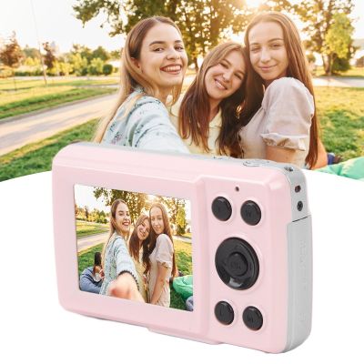 2.4in Digital Camera, 16MP Compact Camera, 16X Digital Zoom 1080P Auto Focus Multi Digital Camera for Photography Video for Kids Teens Adults (Pink)