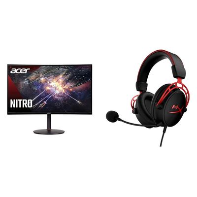 Acer 27" 1500R Curved 240Hz Gaming Monitor Bundle with HyperX Cloud Alpha Gaming Headset