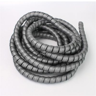 Spiral Protector 5 Meters Cable Protection Sleeve Wear Resistant Spiral Tube Pipe Protector Wire Organizer Plastic Spiral Line Wrap Winding Wraps Cable(Grey,25mm Inside Diameter)