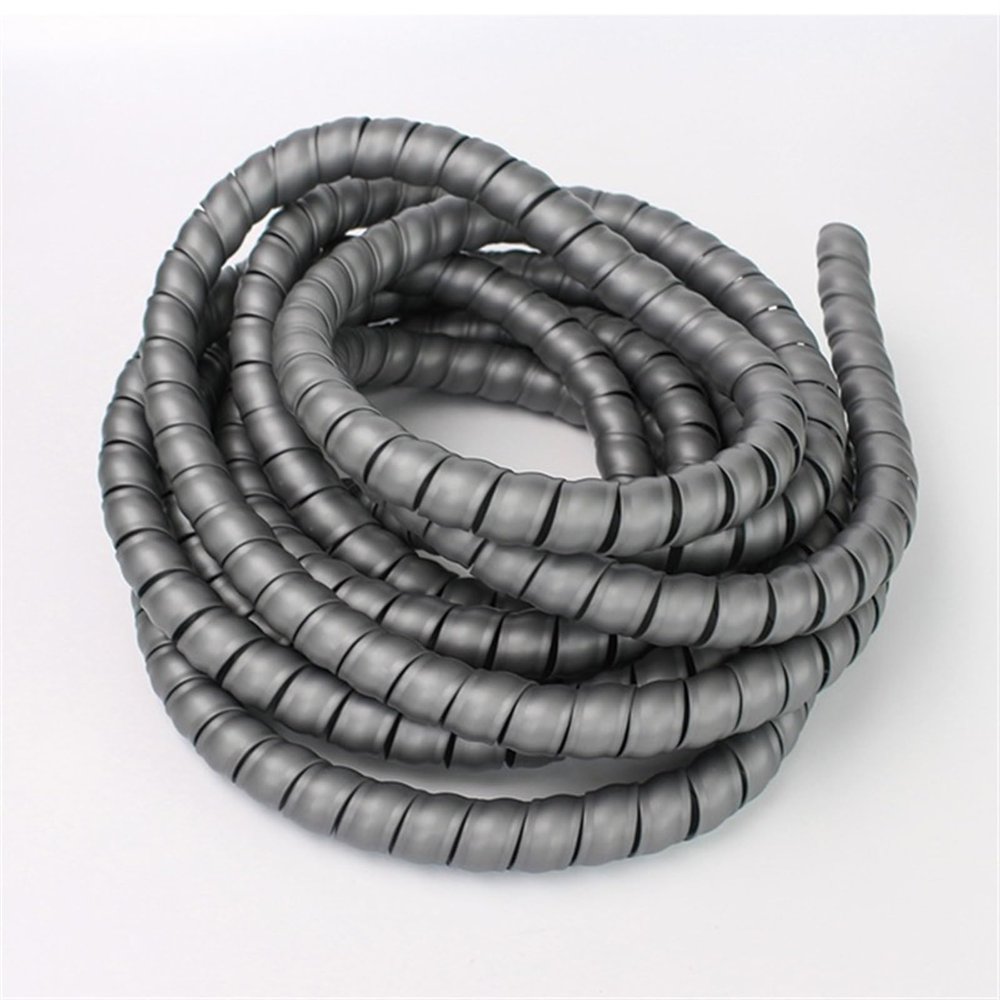 Spiral Protector 5 Meters Cable Protection Sleeve Wear Resistant Spiral Tube Pipe Protector Wire Organizer Plastic Spiral Line Wrap Winding Wraps Cable(Grey,25mm Inside Diameter)