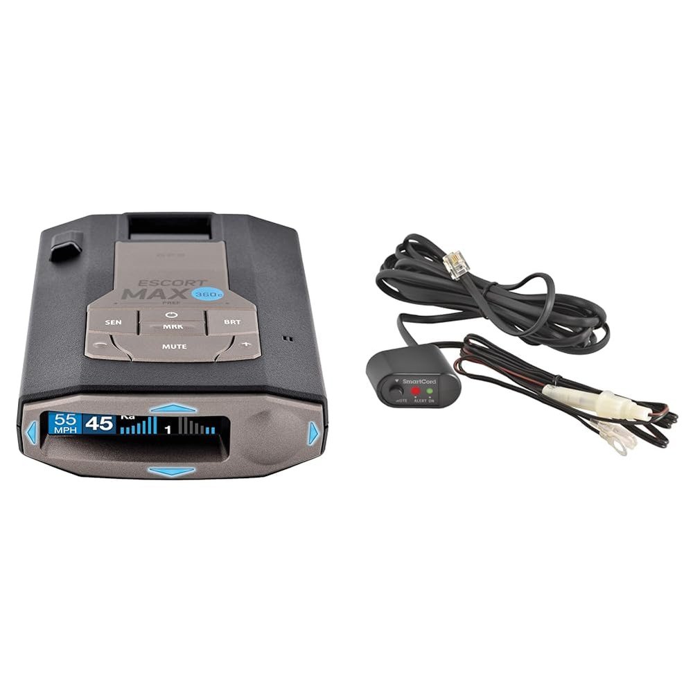 Escort MAX360C 360 Radar Detector with WiFi, Bluetooth - Escort SmartCord Directwire with Red Light for MAX 360 Models