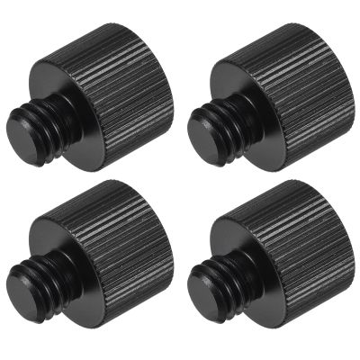 MECCANIXITY Microphone Stand Adapter 3/8-16 Male to 5/8-27 Female Camera Screw Thread Adapter for Microphone Tripod Stand Black 4 Pcs