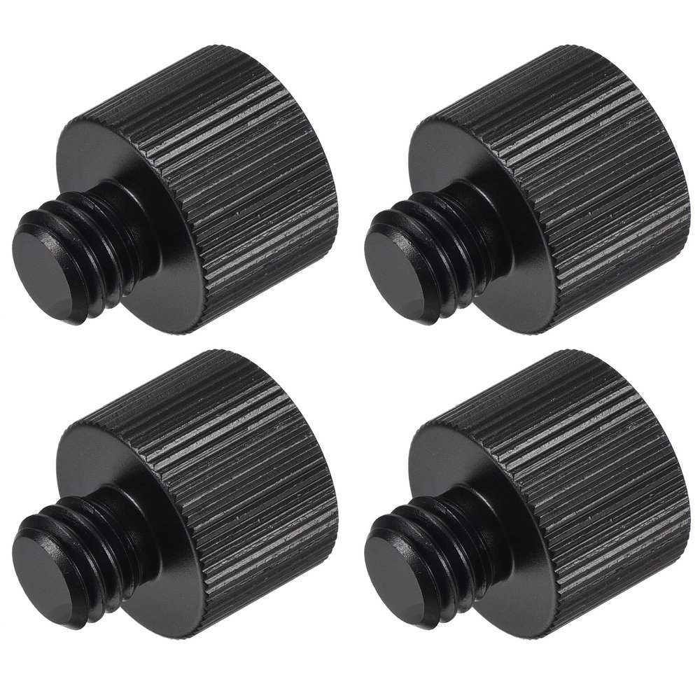 MECCANIXITY Microphone Stand Adapter 3/8-16 Male to 5/8-27 Female Camera Screw Thread Adapter for Microphone Tripod Stand Black 4 Pcs