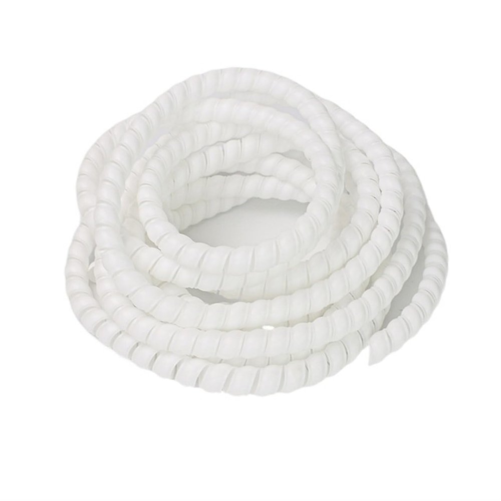 Spiral Protector 5 Meters Cable Protection Sleeve Wear Resistant Spiral Tube Pipe Protector Wire Organizer Plastic Spiral Line Wrap Winding Wraps Cable(White,28mm Inside Diameter)