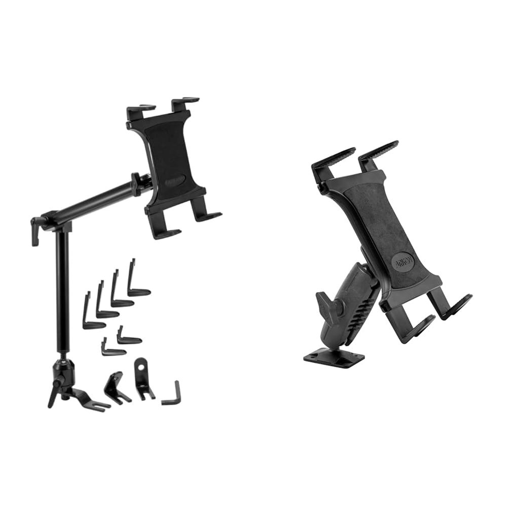 ARKON Car Seat Rail Mount for 7-18.4" Tablets & Heavy Duty Drill Base Tablet Mount for 7-18.4" Tablets