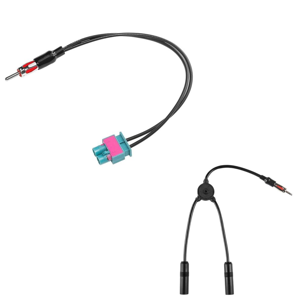 Anina Double Fakra Male to DIN ISO Adapter Compatible with Audi Volvo VW Seat Skoda Car DIN Motorola TypeUniversal Car Stereo AM FM Antenna Splitter Y AUX Adapter