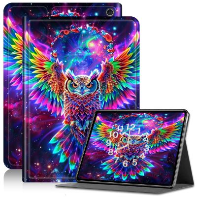 Amazon Fire 7 Tablet Case (12th Gen, 2022) - Slim PU Leather Folding Stand with Auto Sleep/Wake Feature - Owl Wings