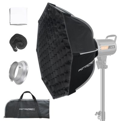 24''/60CM Folding Quick Set-up Octagon Softbox with Bowens Mount,Honeycomb Grid,Diffuser and Carrying Bag for Studio Photo Flash Speedlight,Video Light,Compatible with Camera Flash Lights