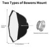 24''/60CM Folding Quick Set-up Octagon Softbox with Bowens Mount,Honeycomb Grid,Diffuser and Carrying Bag for Studio Photo Flash Speedlight,Video Light,Compatible with Camera Flash Lights view 4