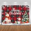 Mocsicka Merry Christmas Backdrop Xmas Red and Black Buffalo Plaid Party Decorations for New Year Holiday Party Supplies for Family Photoraphy Background (Christmas, 8x6ft(96"x72")) view 1