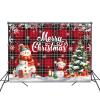 Mocsicka Merry Christmas Backdrop Xmas Red and Black Buffalo Plaid Party Decorations for New Year Holiday Party Supplies for Family Photoraphy Background (Christmas, 8x6ft(96"x72")) view 2
