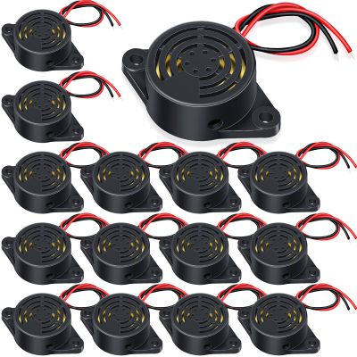 Geiserailie 15 Pcs DC 3-24V 95 dB Electronic Buzzer Active Piezo Buzzer Alarm Sounder Continuous Sound Beep, Black