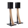 EXIMUS One Pair Fixed Height Universal Speaker Floor Stands with Real Wood - Oak - 290 Series view 1