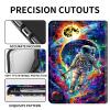AIRWEE PU Leather Case for Amazon Kindle Fire 7 (2019/2017) 9th/7th Generation - Adjustable Stand, Shockproof Smart Cover With Auto Wake/Sleep, Space Men Colorful view 2