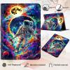 AIRWEE PU Leather Case for Amazon Kindle Fire 7 (2019/2017) 9th/7th Generation - Adjustable Stand, Shockproof Smart Cover With Auto Wake/Sleep, Space Men Colorful view 3