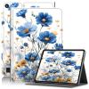 Amazon Kindle Fire 7 Case 2019/2017 Release 9th/7th Generation, PU Leather Adjustable Stand Shockproof Smart Cover with Auto Wake/Sleep, Blue Wildflower view 1