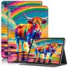 Amazon Kindle Fire 7 Case 2019/2017 Release 9th/7th Generation, PU Leather Adjustable Stand Shockproof Smart Cover with Auto Wake/Sleep, Rainbow Cow view 1