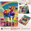 Amazon Kindle Fire 7 Case 2019/2017 Release 9th/7th Generation, PU Leather Adjustable Stand Shockproof Smart Cover with Auto Wake/Sleep, Rainbow Cow view 3