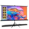 Outdoor Projector Screen with Stand Tripod, Indoor Pull Up Portable Projector Screen, 80 INCH 16:9 Adjustable Projection Screen with Carry Bag for Home Theater Backyard Party Movie Nights view 1