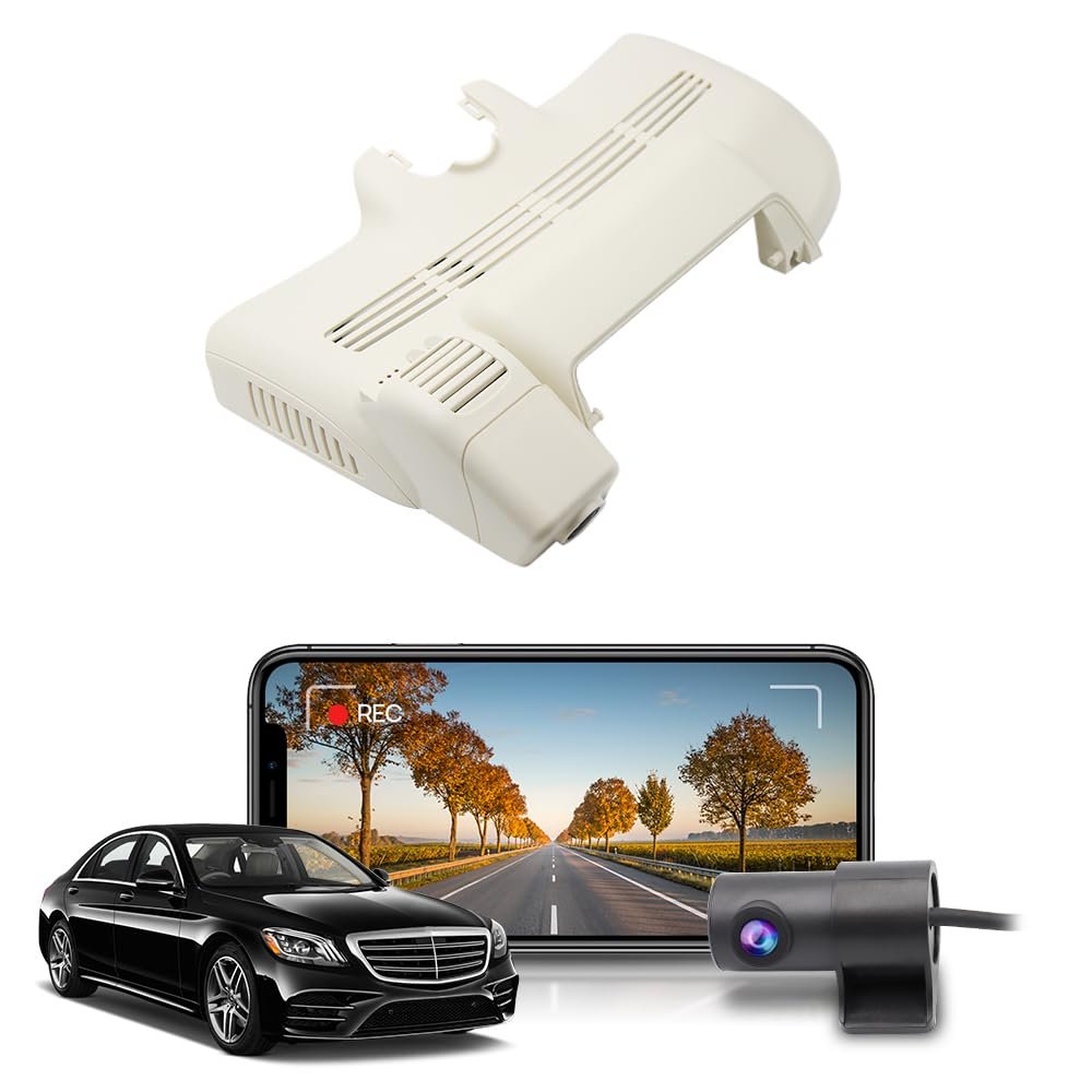 Fitcamx 4K Dual Dash Cam for 2013-2020 Mercedes-Benz S-Class 400 450 550 550e 560 560e 600 Sedan Coupe Hybrid 2013-2020 (HD2-6047/W221), OEM Look, Loop Recording, WiFi&APP G-Sensor, Easy to Use, 128GB