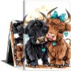 Case for iPad Air (A16) 11-inch 2025 & iPad 10th Gen 10.9-inch 2022, Slim Multi-Angle Stand Folio Cover with Auto Wake/Sleep, Shockproof PU Leather Lightweight Protective Case, Cute Highland Cows view 1