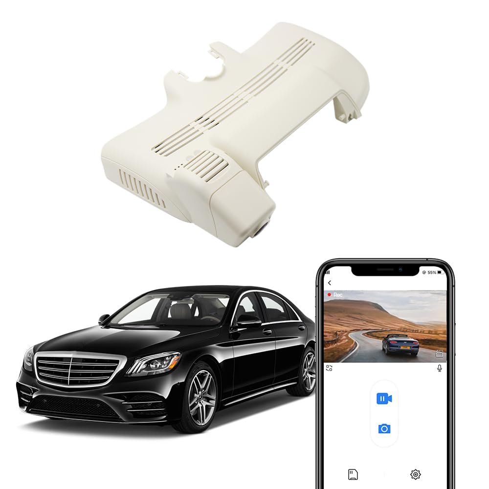 Fitcamx 4K Dash Cam Adapts for Mercedes-Benz S-Class 2013-2020 S400 S450 S550 S550e S560 S560e S600 Sedan Coupe Hybrid (HD2-6138/W221), OEM Look, Loop Recording WiFi, G-Sensor, Easy to Set, 64GB Card