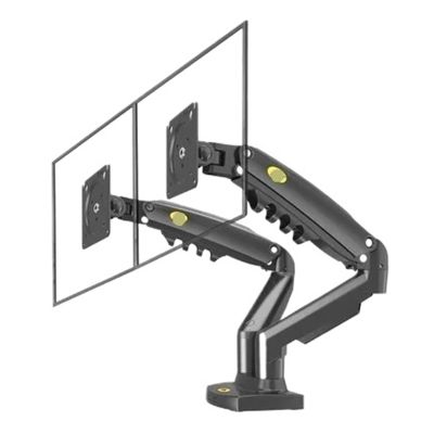 F160 Gas Spring 10"-27" Dual Monitor Desktop Stand Stand 2-9 kg Dual Arm 360 Rotation Computer Screen(with 1xUSB Cable)