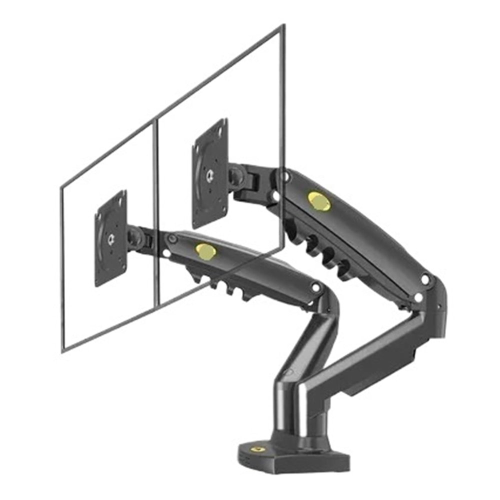 F160 Gas Spring 10"-27" Dual Monitor Desktop Stand Stand 2-9 kg Dual Arm 360 Rotation Computer Screen(with 1xUSB Cable)