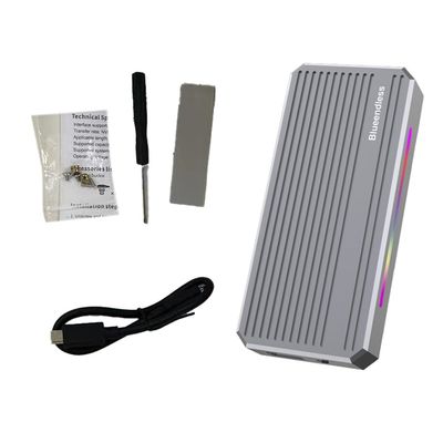 Viodmss NVMe M.2 SSD Mobile Hard Drive Box 40Gbps USB 4.0 Solid-State Drive Reader RGB Light with Fan