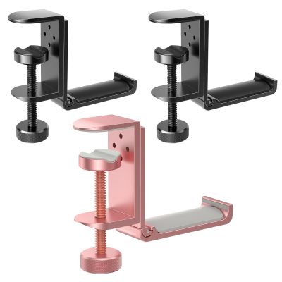 APPHOME Foldable Headphone Stand Hanger Holder, Space-Saving Aluminum Soundbar Stand(Black-2PC & Pink-1PC)
